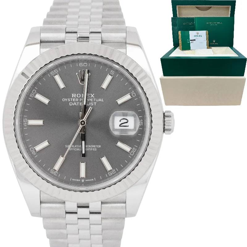 Luxury Watches for Corporate Gifting-Rolex DateJust Slate Rhodium Steel Gold Jubilee Watch 126334 41mm Watch CARD BOX