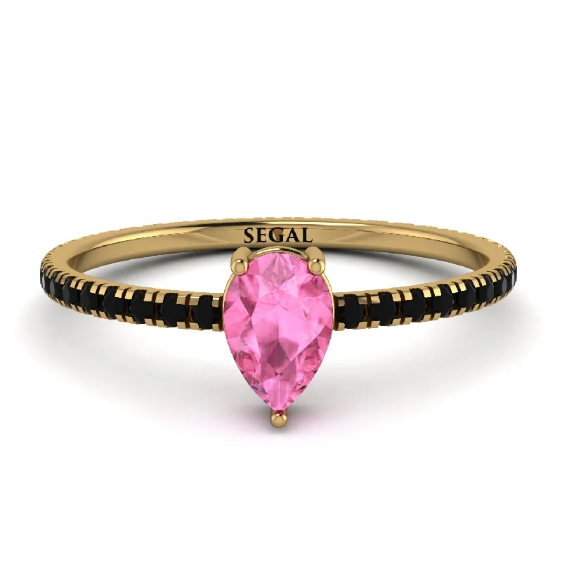 Custom Wedding Ring for Special Day-Pear Pink Moissanite Ring With Micro Pave - Taylor No. 807