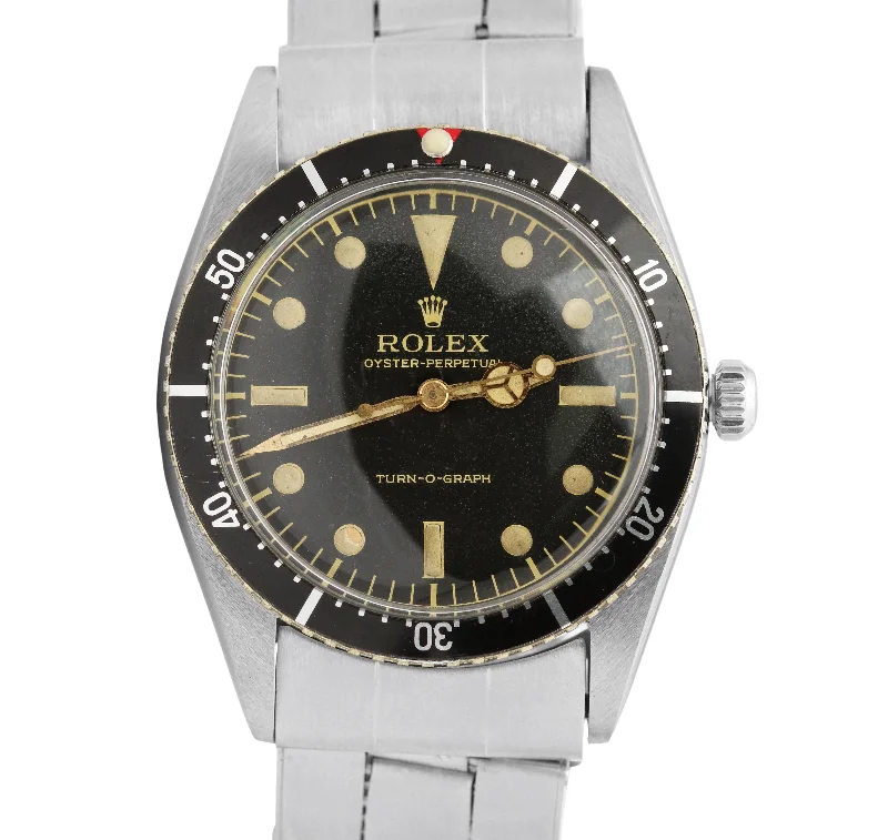 Best Watches for Adventure and Hiking-RARE VINTAGE 1963 Rolex Turn-O-Graph 6202 Black Stainless Steel 35mmWatch 951XXX