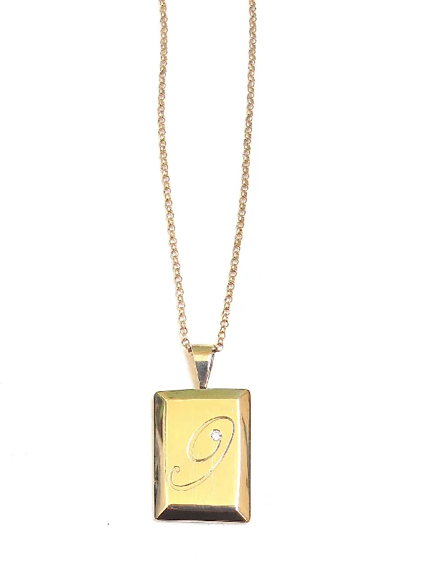 Classic Choker Necklace for Women-Initial Signet Pendant