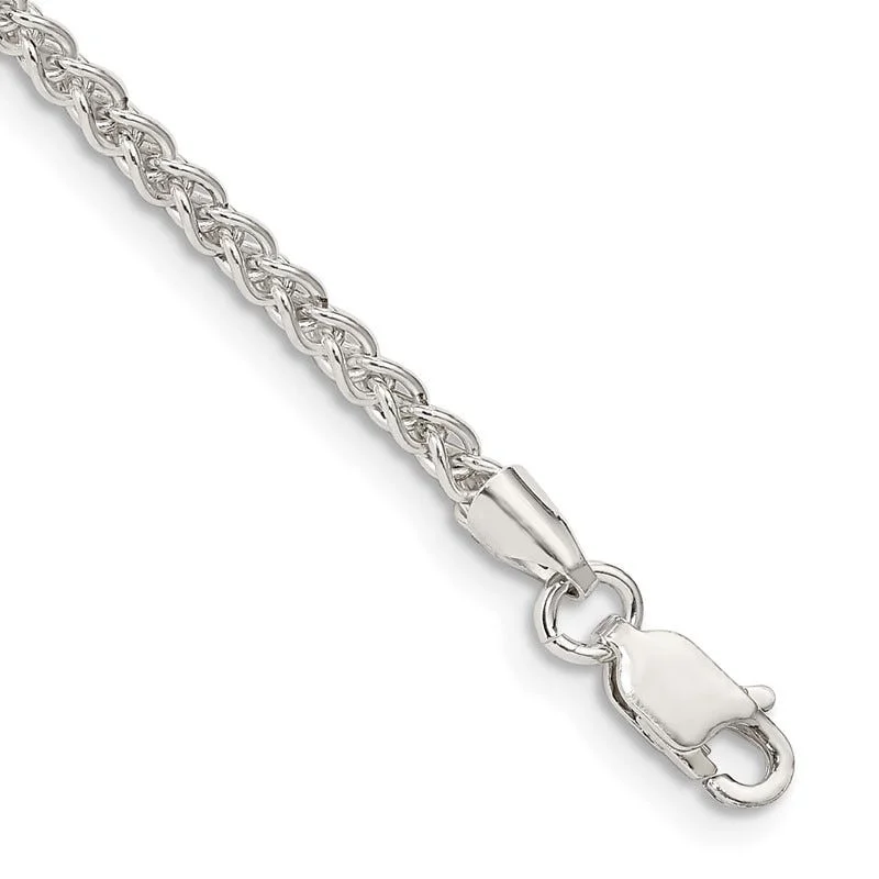 Boho Bead Bracelet for Casual Looks-Sterling Silver 2.5mm Round Spiga Chain Bracelet