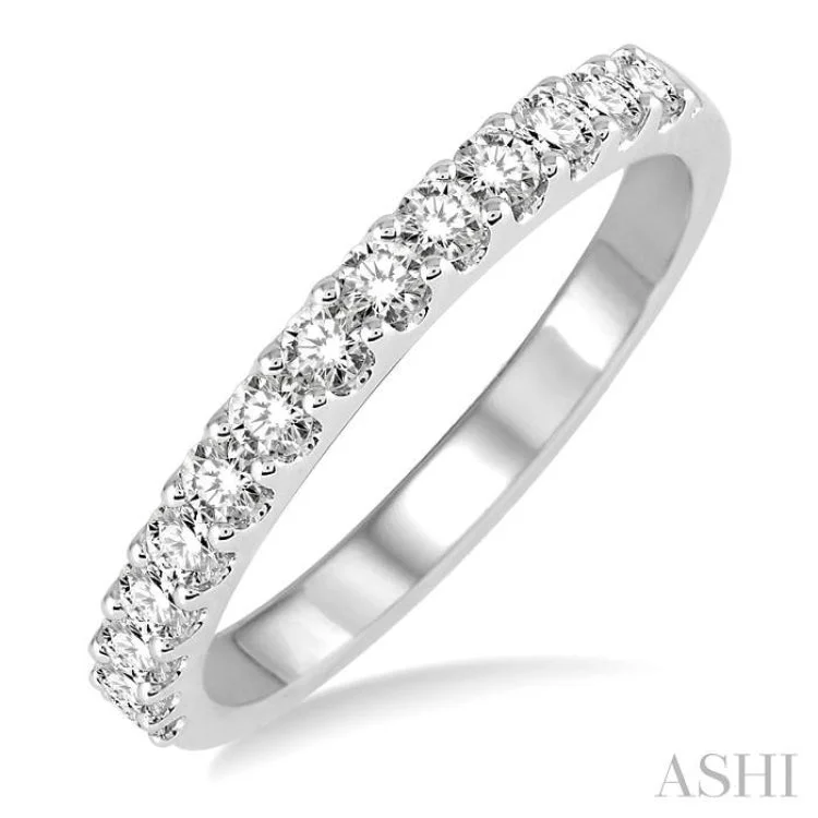 Unique Promise Ring for Her-1/2 Ctw Round Cut Diamond Wedding Band in 14K White Gold