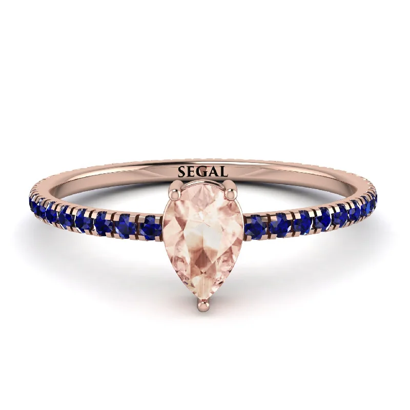 Custom Wedding Band for Couples-Pear Morganite Ring With Micro Pave - Taylor No. 914