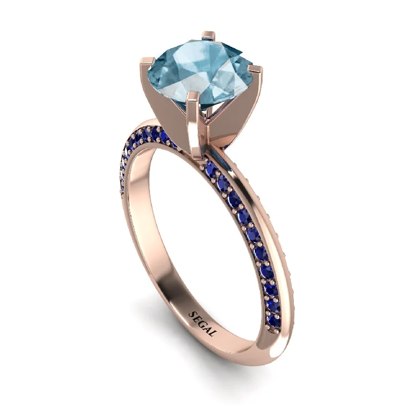 Classic Men’s Wedding Ring with Engraving-Classic Aquamarine Ring With A Twist - Leilani No. 414