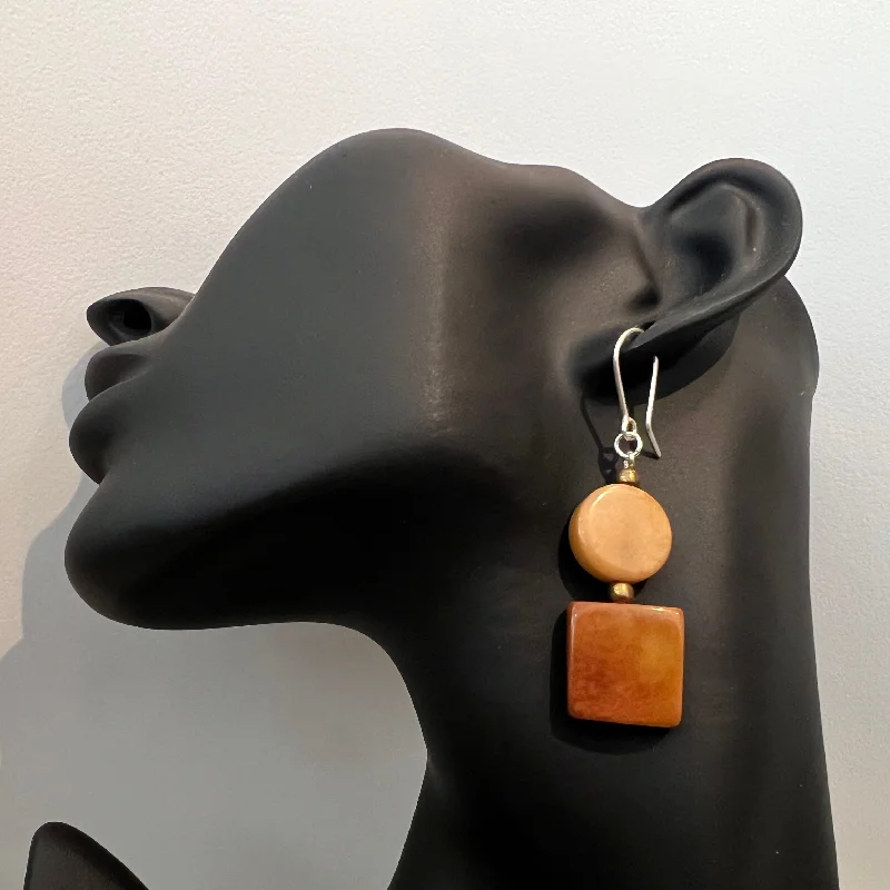 Gold Earrings for Evening Events-Tagua LUZ Earrings Caramel Coffee