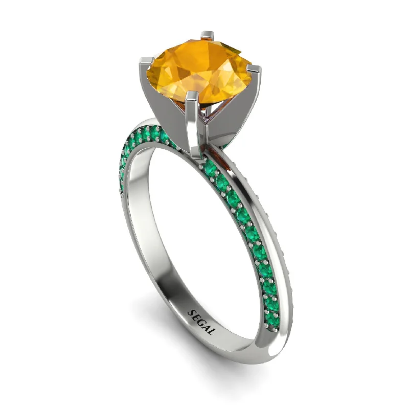 Silver Wedding Ring for Women-Classic Yellow Diamond Ring With A Twist - Leilani No. 1006