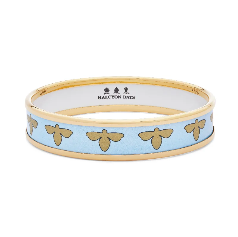 Customizable Bangles for Unique Gifts-Bee Forget-me-Not & Gold Enamel Bangle