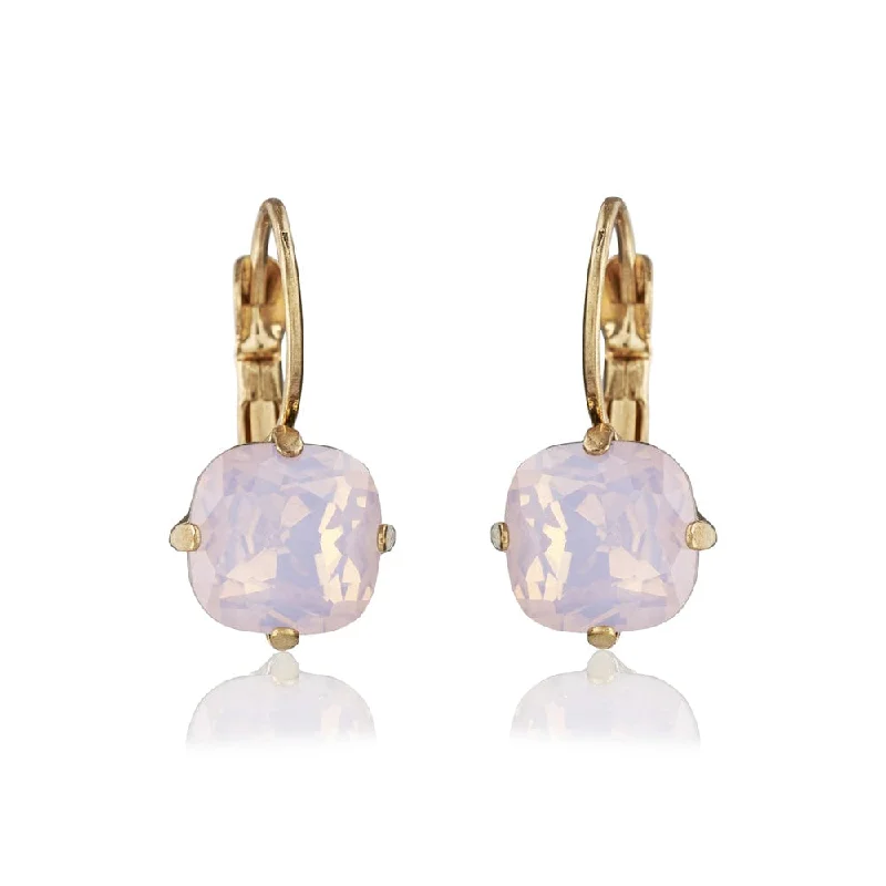 Stud Earrings for Every Day-Cushion Cut Crystal Earrings: Vintage Style Cushion Cut Rose Opal Drop Earrings