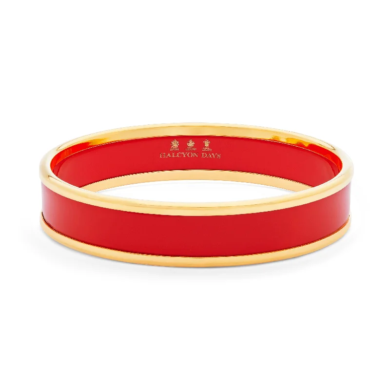 Beautiful Gold Bangles for Bridesmaids-Red & Gold Enamel Bangle