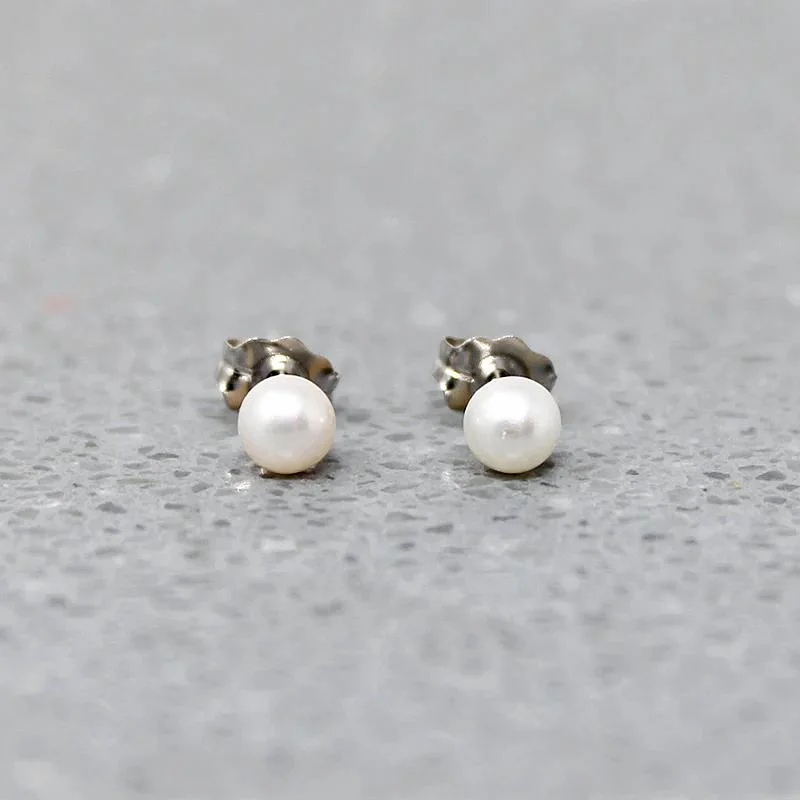 Luxury Silver Earrings for Women-Petite Cultured Pearl Studs in 14k Gold