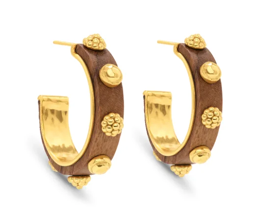 Gold Earrings for Evening Events-Earrings - Gaia Hoop Earrings