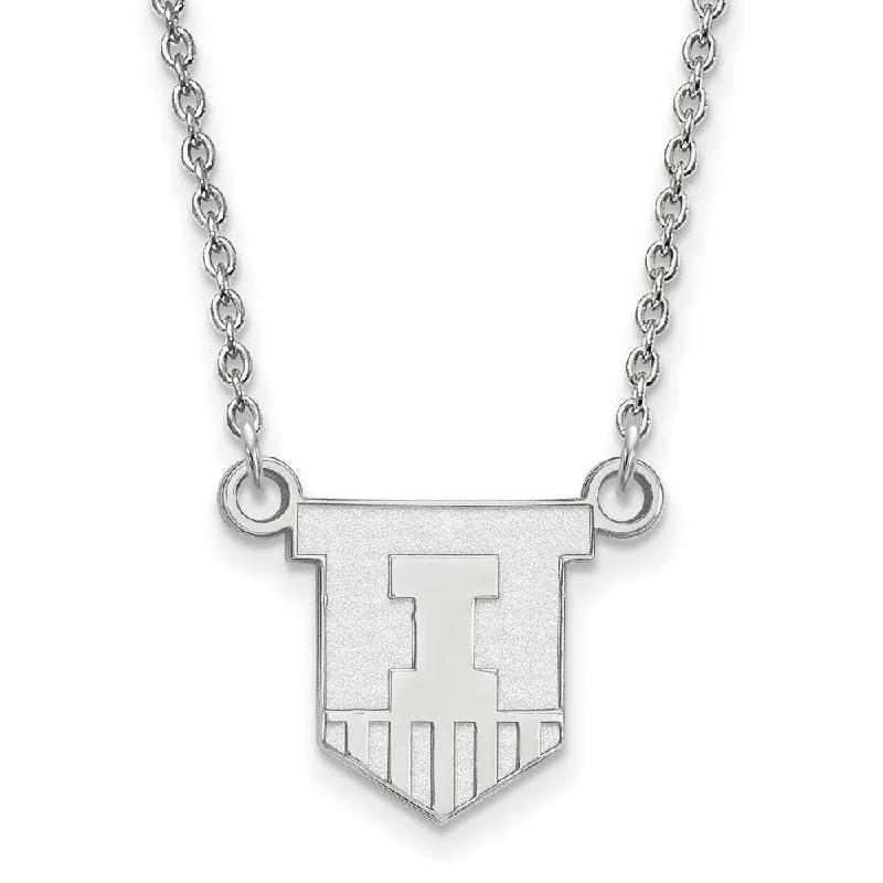 Statement Necklace with Gemstones-10k White Gold U of Illinois Small Shield Pendant Necklace