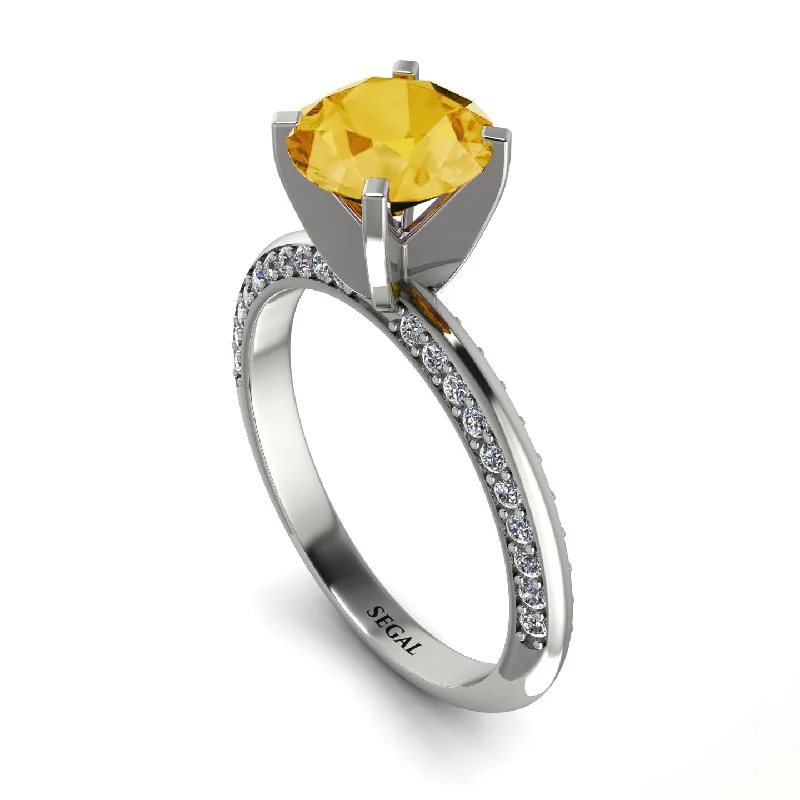 Simple Titanium Wedding Band-Classic Citrine Ring With A Twist - Leilani No. 603