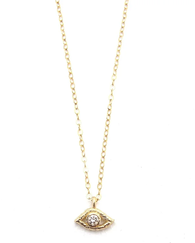 Simple Gold Necklace for Daily Wear-Eye Pendant