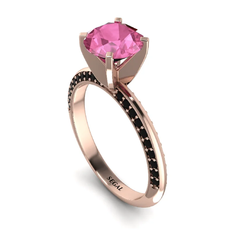 Solitaire Engagement Ring for Women-Classic Pink Moissanite Ring With A Twist - Leilani No. 808