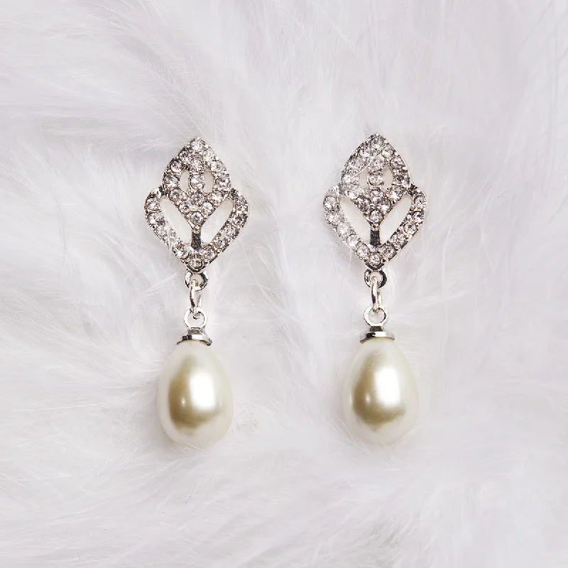 Timeless Earrings for Special Occasions-Pearl And Diamante Earrings: Vintage Style Drop Earrings