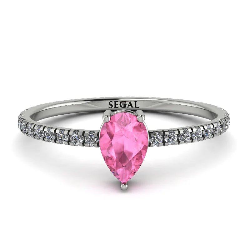 Black Wedding Band for Men-Pear Pink Moissanite Ring With Micro Pave - Taylor No. 803