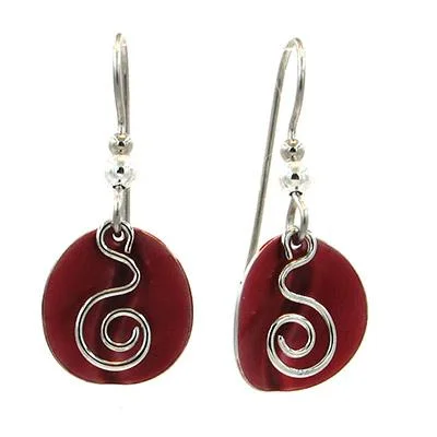 Luxury Diamond Earrings-Silver Forest Earrings Silver Coil on Red Round