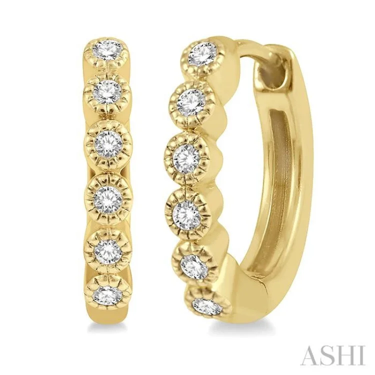 Minimalist Earrings for Daily Wear-1/10 Ctw Round Cut Diamond Huggie Earrings in 10K Yellow Gold