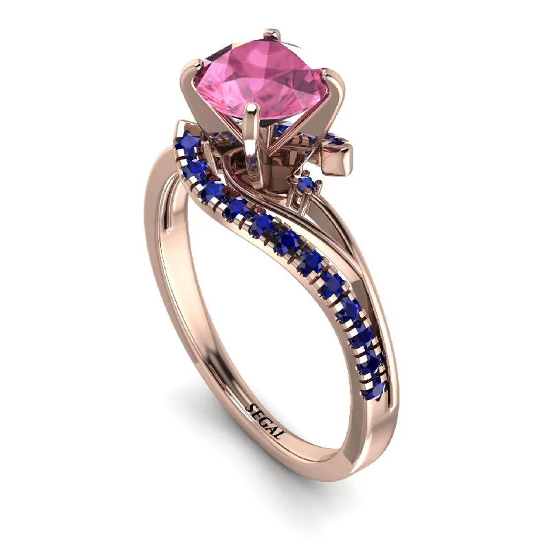 Gold Engagement Ring-Twist Shank Pink Moissanite Engagement Ring - Maria No. 814