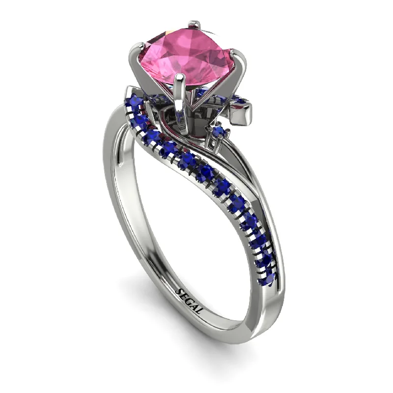 Beautiful Gold Wedding Ring for Her-Twist Shank Pink Moissanite Engagement Ring - Maria No. 815