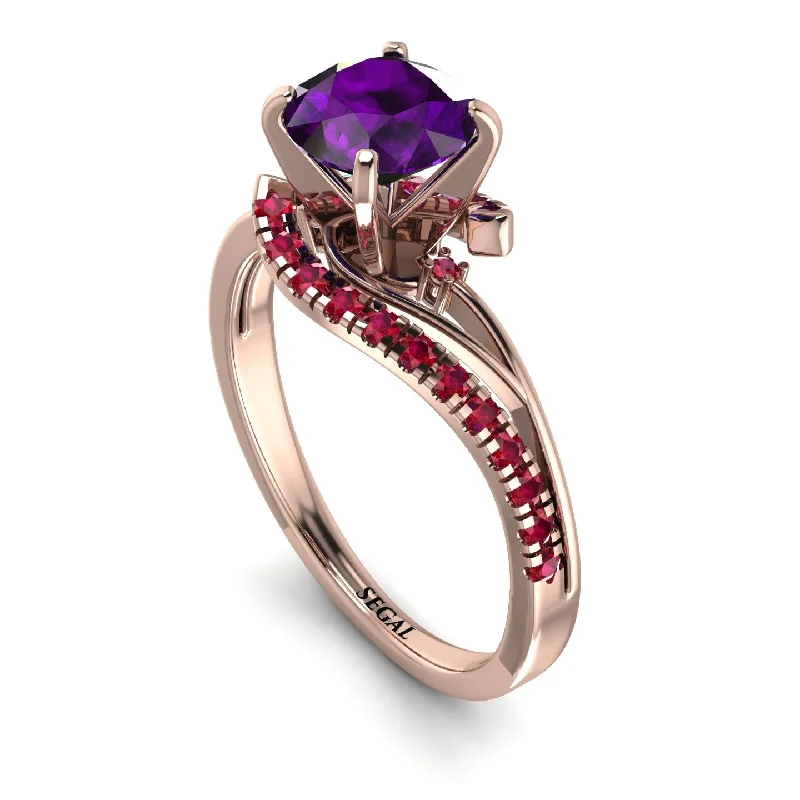 Unique Custom Ring for Special Moments-Twist Shank Amethyst Engagement Ring - Maria No. 311