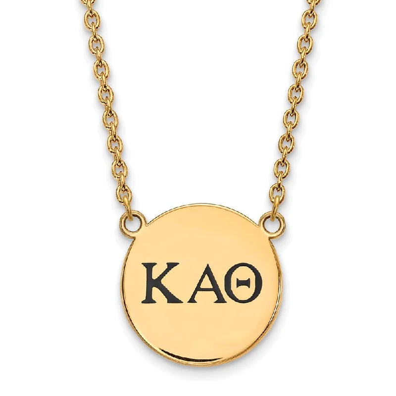 Chunky Bead Necklace for Fashion-14K Plated Silver Kappa Alpha Theta Lg Enamel Greek Letters Necklace