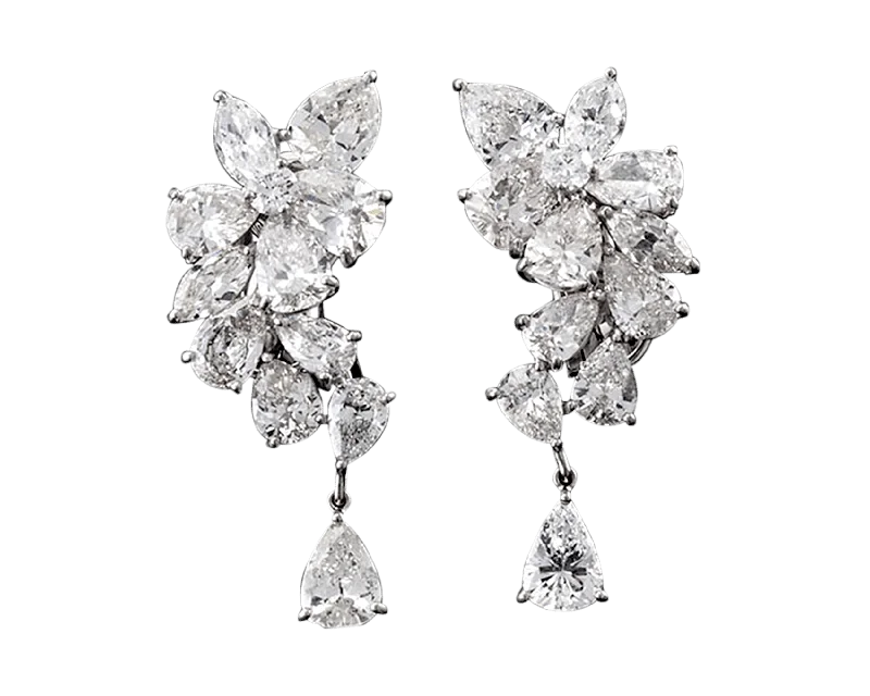 Sparkling Earrings for Bold Fashion-Diamond Cluster Drop Earrings, 11.30 Carats