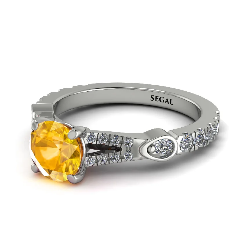 Birthstone Engagement Ring for Women-Vintage Yellow Diamond Engaement Ring - Arya No. 1003