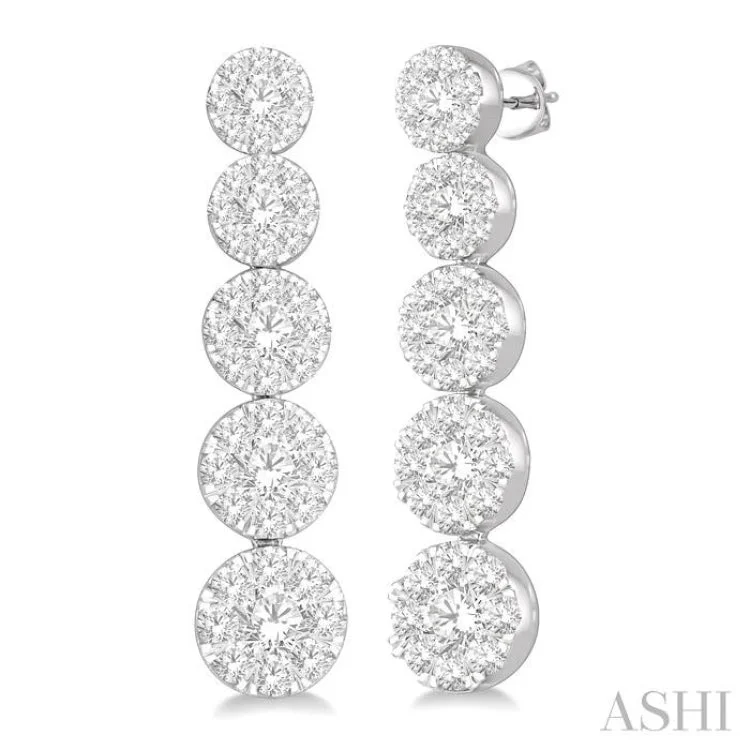 Classic Gold Earrings for Women-1 1/6 Ctw Lovebright Round Cut Diamond Earrings in 14K White Gold