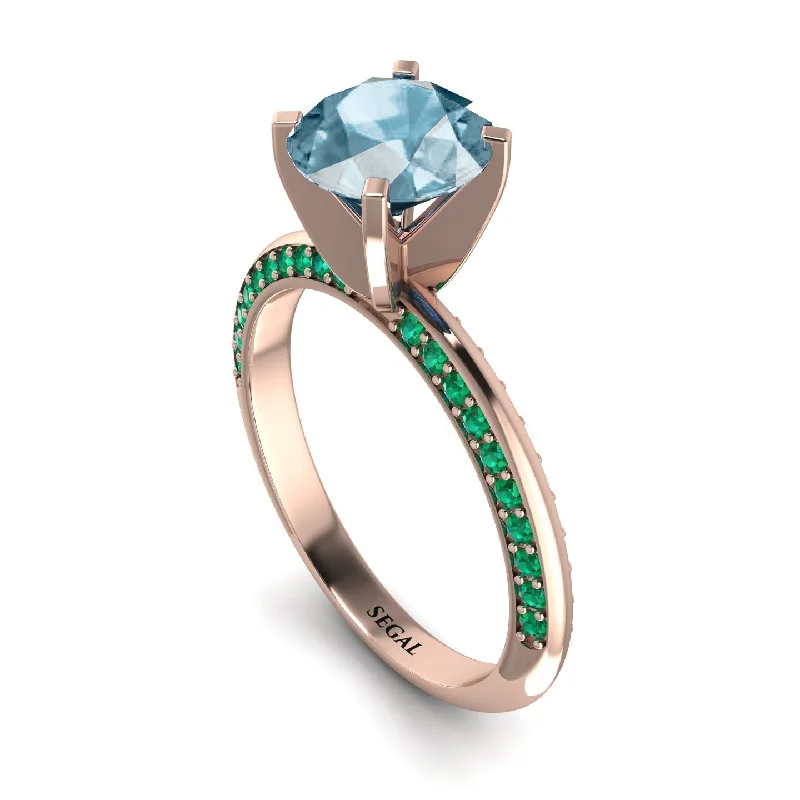 Personalized Birthstone Ring for Brides-Classic Aquamarine Ring With A Twist - Leilani No. 405