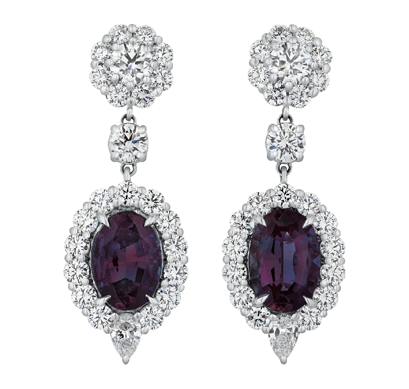 Statement Earrings for Bold Fashion-Brazilian Alexandrite Earrings, 9.04 Carats