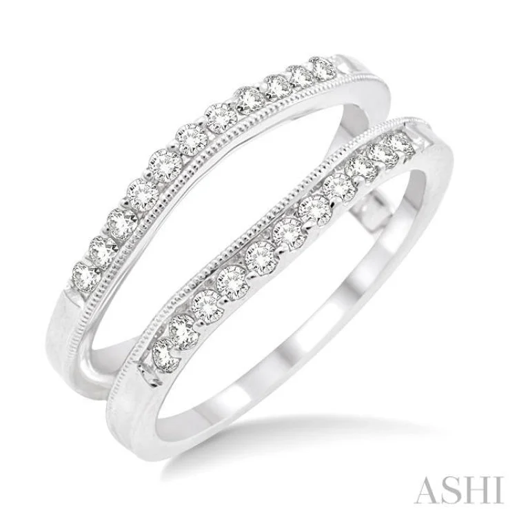 Designer Ring for Women-1/3 Ctw Round Cut Diamond Insert Ring in 14K White Gold