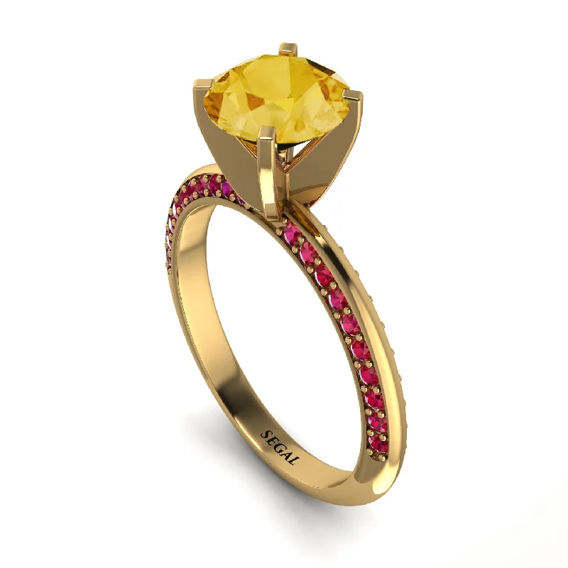 Wedding Ring with Custom Engraving-Classic Citrine Ring With A Twist - Leilani No. 610