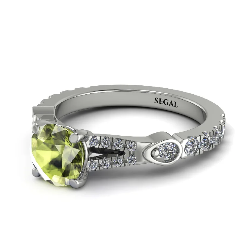 Customizable Gemstone Ring for Women-Vintage Peridot Engaement Ring - Arya No. 703