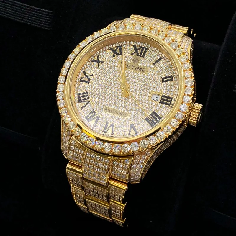 Classic Digital Watches with Date Display-12.00 Carat Diamond Hip Hop Watch IceTime