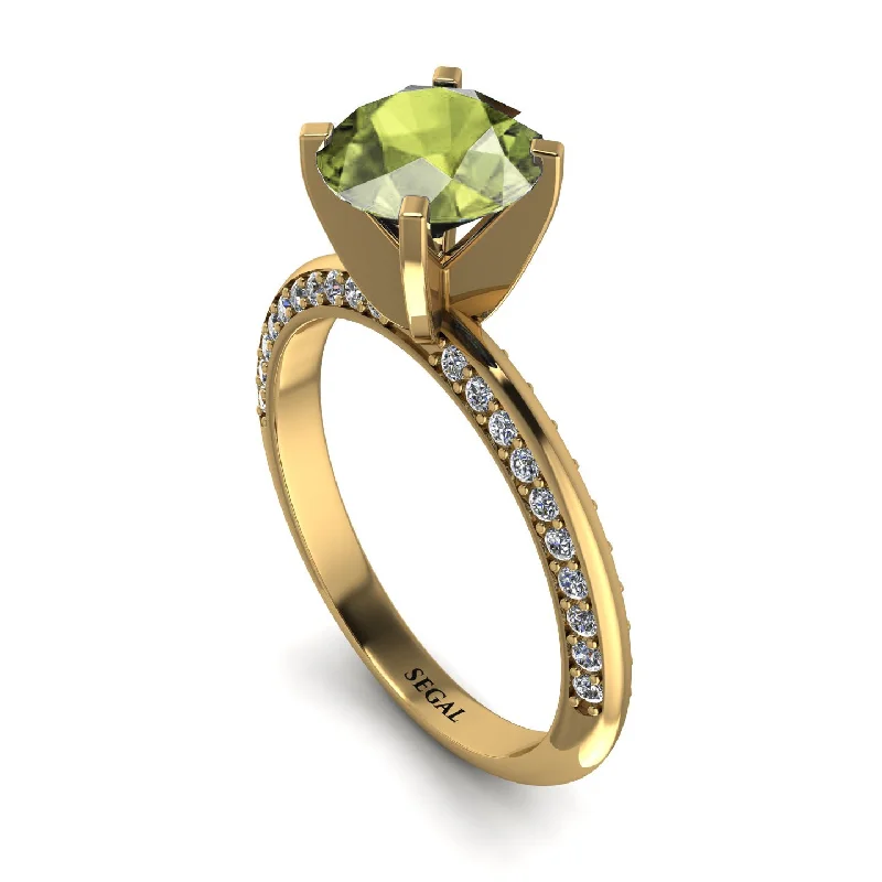 Classic Titanium Wedding Ring-Classic Peridot Ring With A Twist - Leilani No. 701