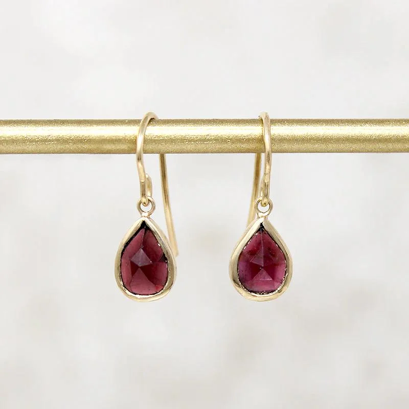 Large Drop Earrings for Fashion-Sultry Antique Rose Cut Garnet & Gold Drop Earrings