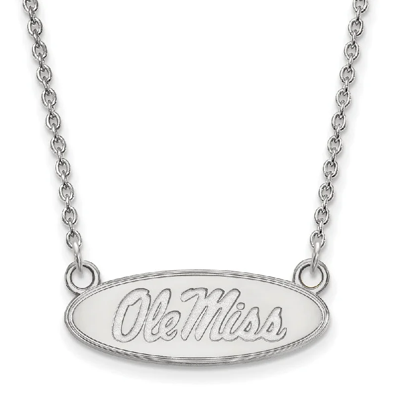 Sterling Silver Necklace with Pendant-10k White Gold U of Mississippi Small Ole Miss Pendant Necklace