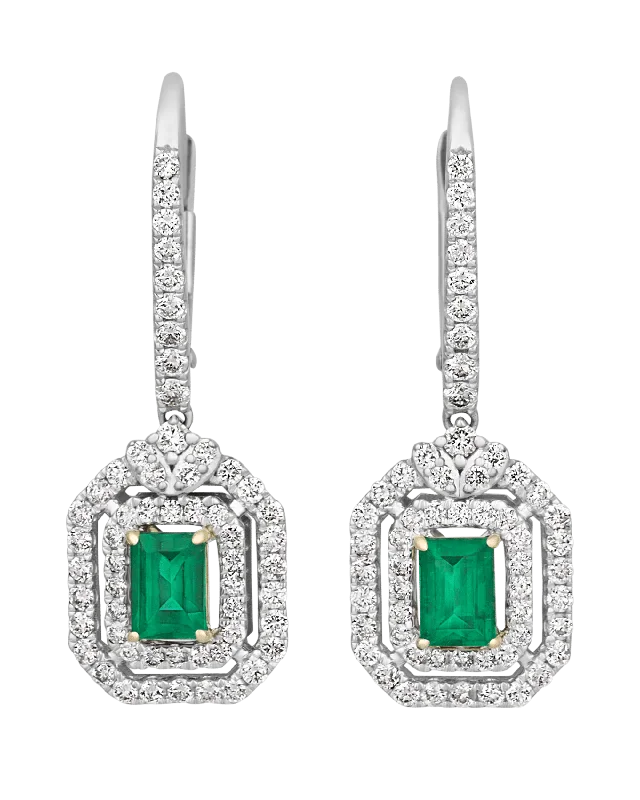 Classic Gemstone Earrings-Colombian Emerald Earrings, 0.74 Carats