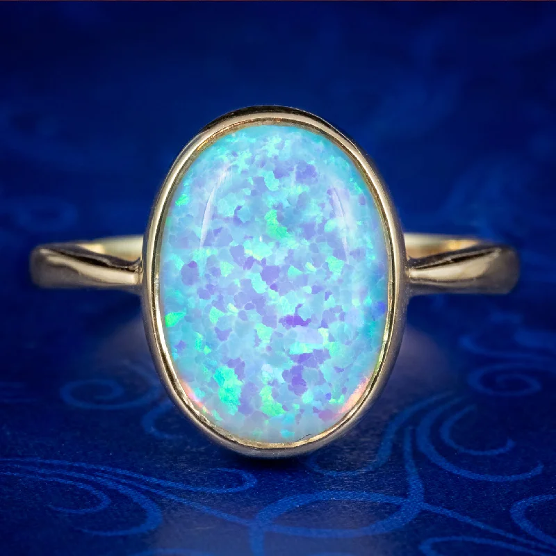 Custom Ring for Proposal-Victorian Style Opal Solitaire Ring 5.5ct Opal