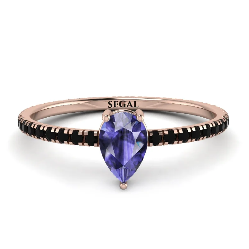 Luxury Ruby Ring for Women-Pear Tanzanite Ring With Micro Pave - Taylor No. 208