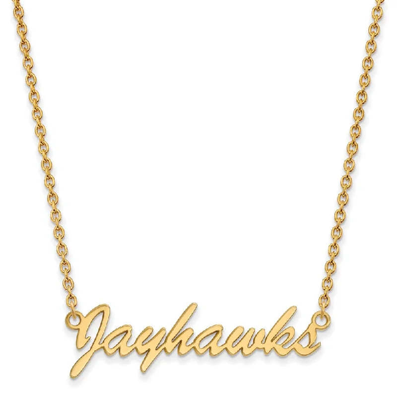 Vintage Gold Necklace for Classic Look-14k Gold Plated Silver U of Kansas Medium Pendant Necklace