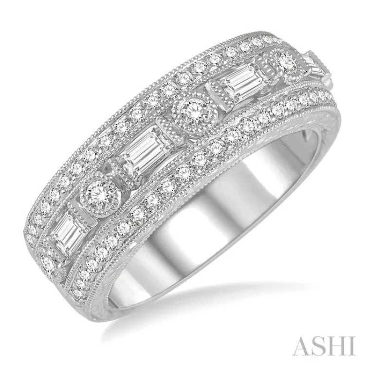 Simple Wedding Ring Set for Couples-3/4 Ctw Diamond Fashion ring in 14K White Gold