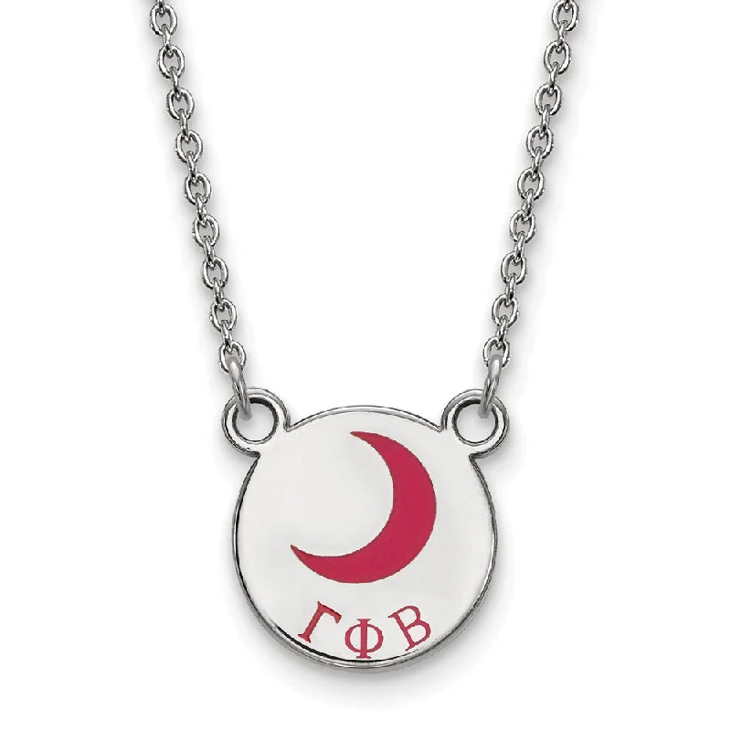 Stylish Pendant Necklace for Trendy Looks-Sterling Silver Gamma Phi Beta Small Enamel Necklace