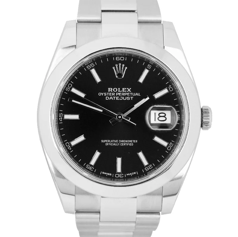 Unique Watches for Collectors-MINT Rolex DateJust II 41mm 116300 Black Smooth Bezel Stainless Steel Watch