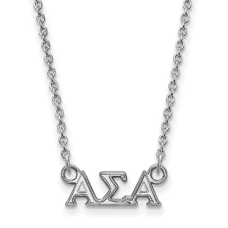 Crystal Necklace for Special Occasions-Sterling Silver Alpha Sigma Alpha XS (Tiny) Greek Letters Necklace