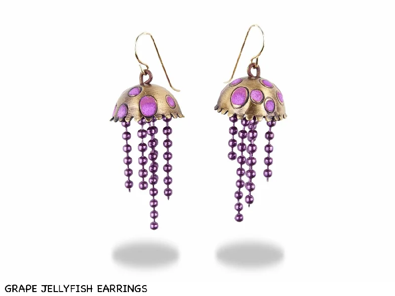 Sparkling Earrings for Evening Parties-Grape Jellyfish Earrings