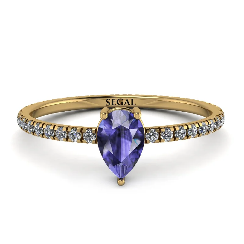 Elegant Wedding Band for Women-Pear Tanzanite Ring With Micro Pave - Taylor No. 201