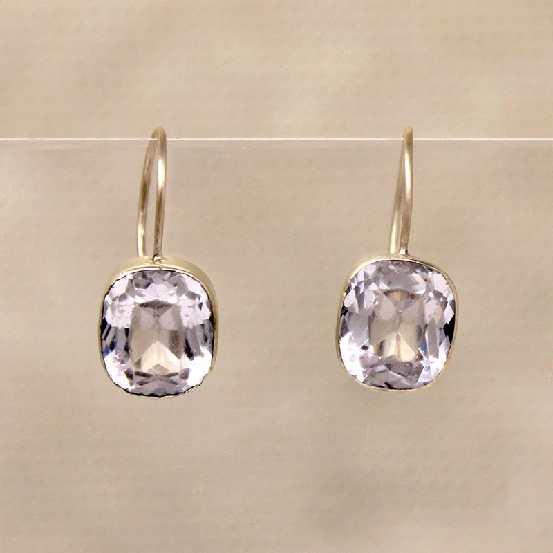 Fashionable Stud Earrings for Women-Chunky Cushion-Cut Crystals in 14k Gold Earrings